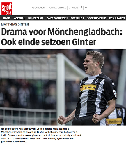 Blessure Ginter